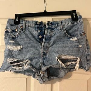 Levi's Light Blue Distressed Jean Shorts